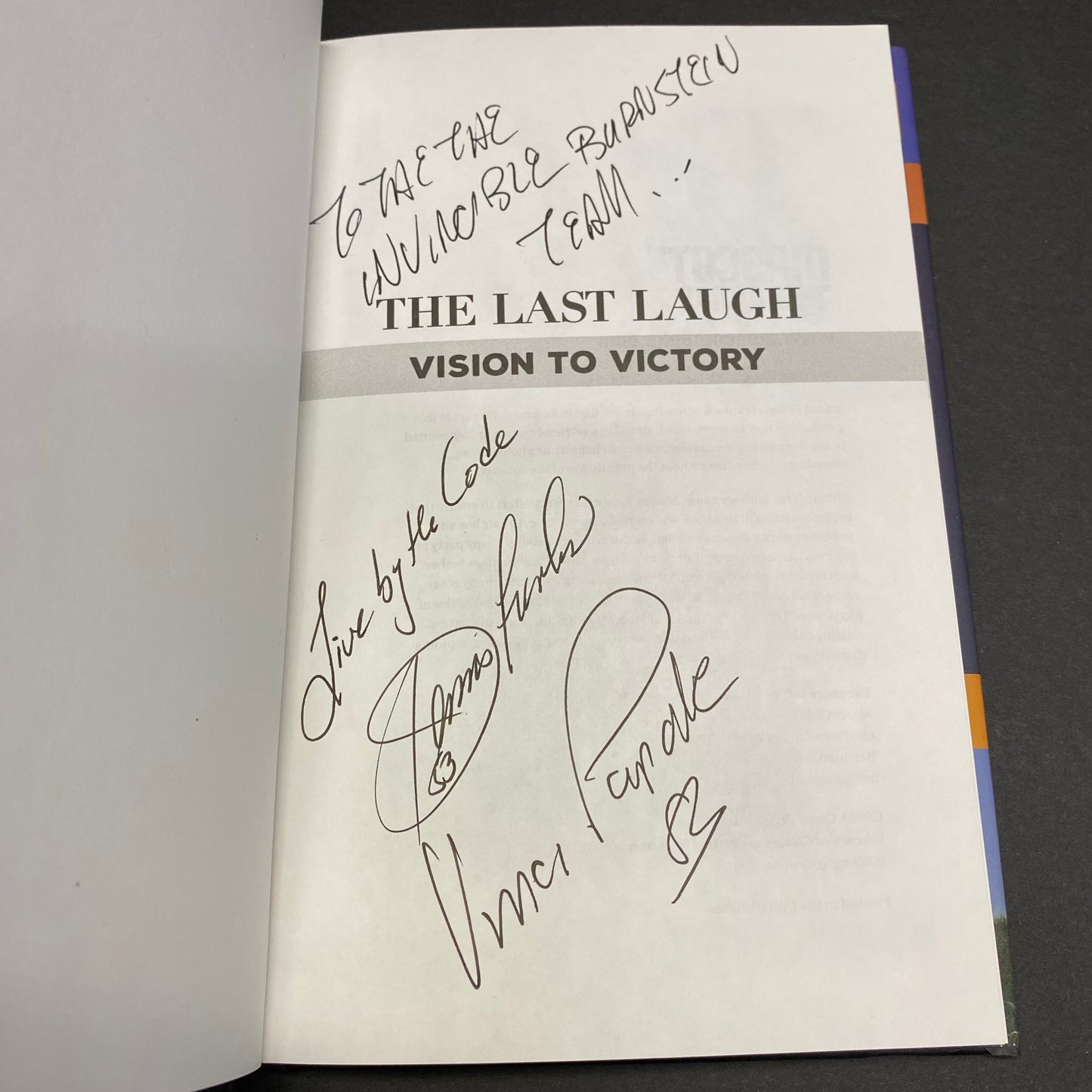 The Last Laugh: Vision to Victory - Dennis Franks and Vince Papale - Signed by both authors - 2018