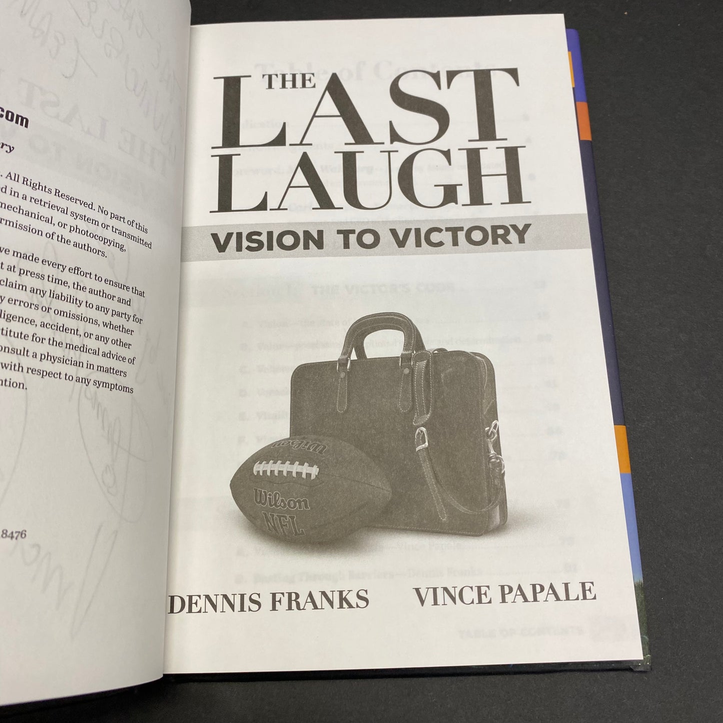 The Last Laugh: Vision to Victory - Dennis Franks and Vince Papale - Signed by both authors - 2018