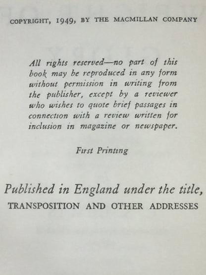 The Weight of Glory and Other Addresses - C.S. Lewis - 1st American Edition - Ex Library - 1949