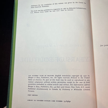 One Hundred Years of Solitude - Gabriel Garciá Márquez - 1st Book Club Edition - 1970