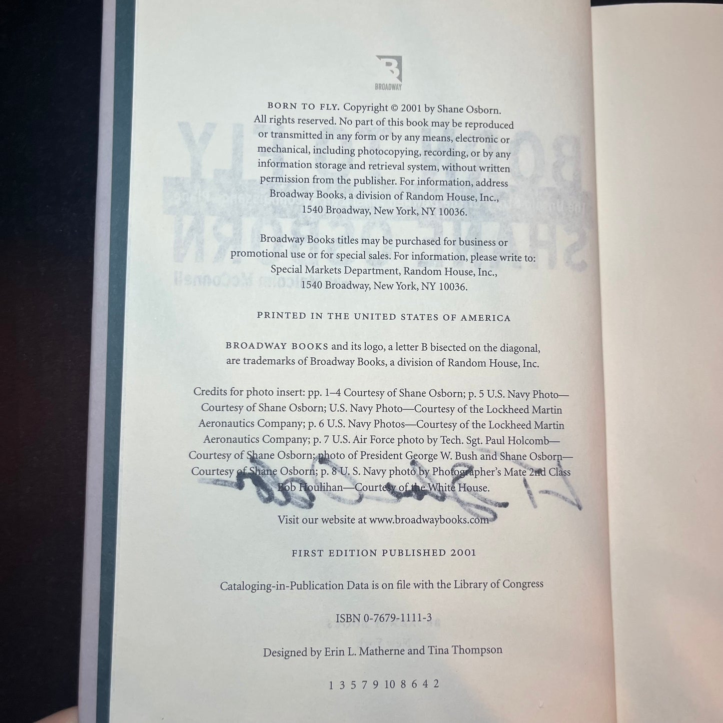 Born To Fly - Shane Osborn - Signed Copy - 2001