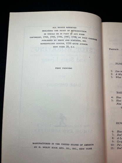 How To Stop Worrying and Start Living - Dale Carnegie - Signed x2 - 1st Edition - 1948