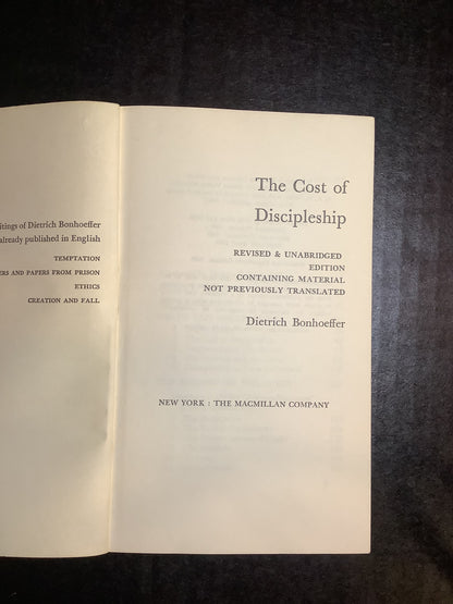 The Cost of Discipleship - Dietrich Bonhoeffer - 1963