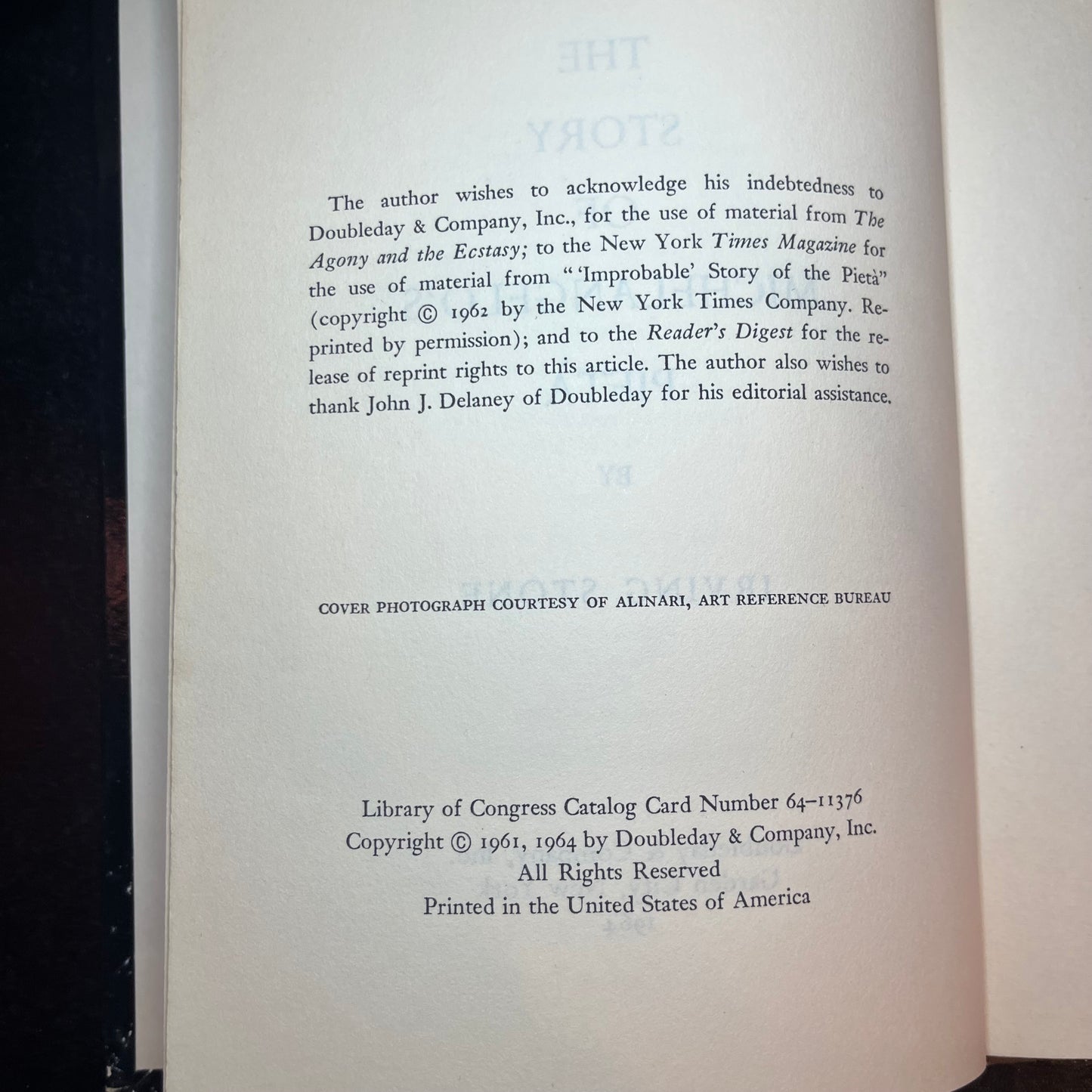 The Story of Michelangelo's Pieta - Irving Stone - World's Fair - 1964