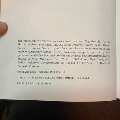 The Intelligent Investor - Benjamin Graham - Reprint - 1973