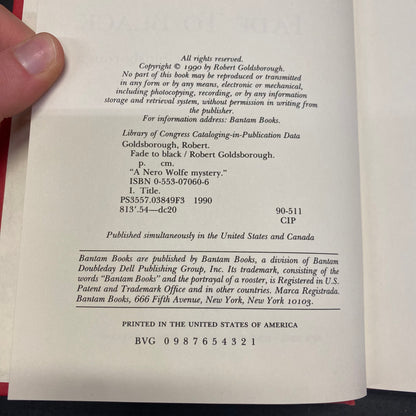 Fade to Black - Robert Goldsborough - Signed - 1990