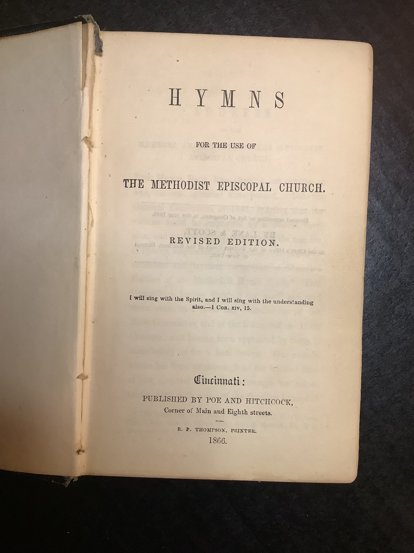 Methodist Hymns - Poe & Hitchcock - 1866