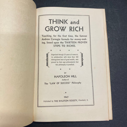 Think and Grow Rich - Napoleon Hill - Scarce - 1947