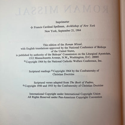 Roman Missal - Benziger Brothers - 1964