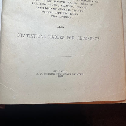 Legislative Manual for the State of Minnesota - St. Paul: J.W. Cunningham - 1883