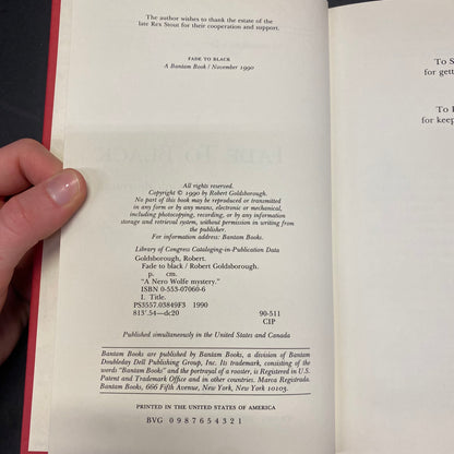 Fade to Black - Robert Goldsborough - Signed - 1990