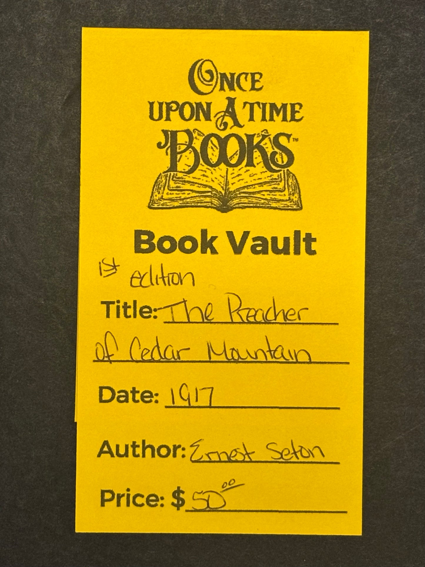 The Preacher of Cedar Mountain - Ernest Seton - 1st Edition - 1917