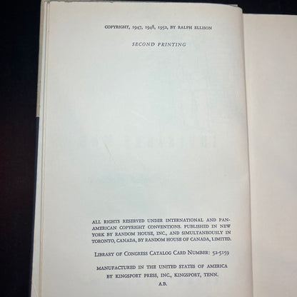 The Invisible Man - Ralph Ellison - First Edition Second Print - 1952