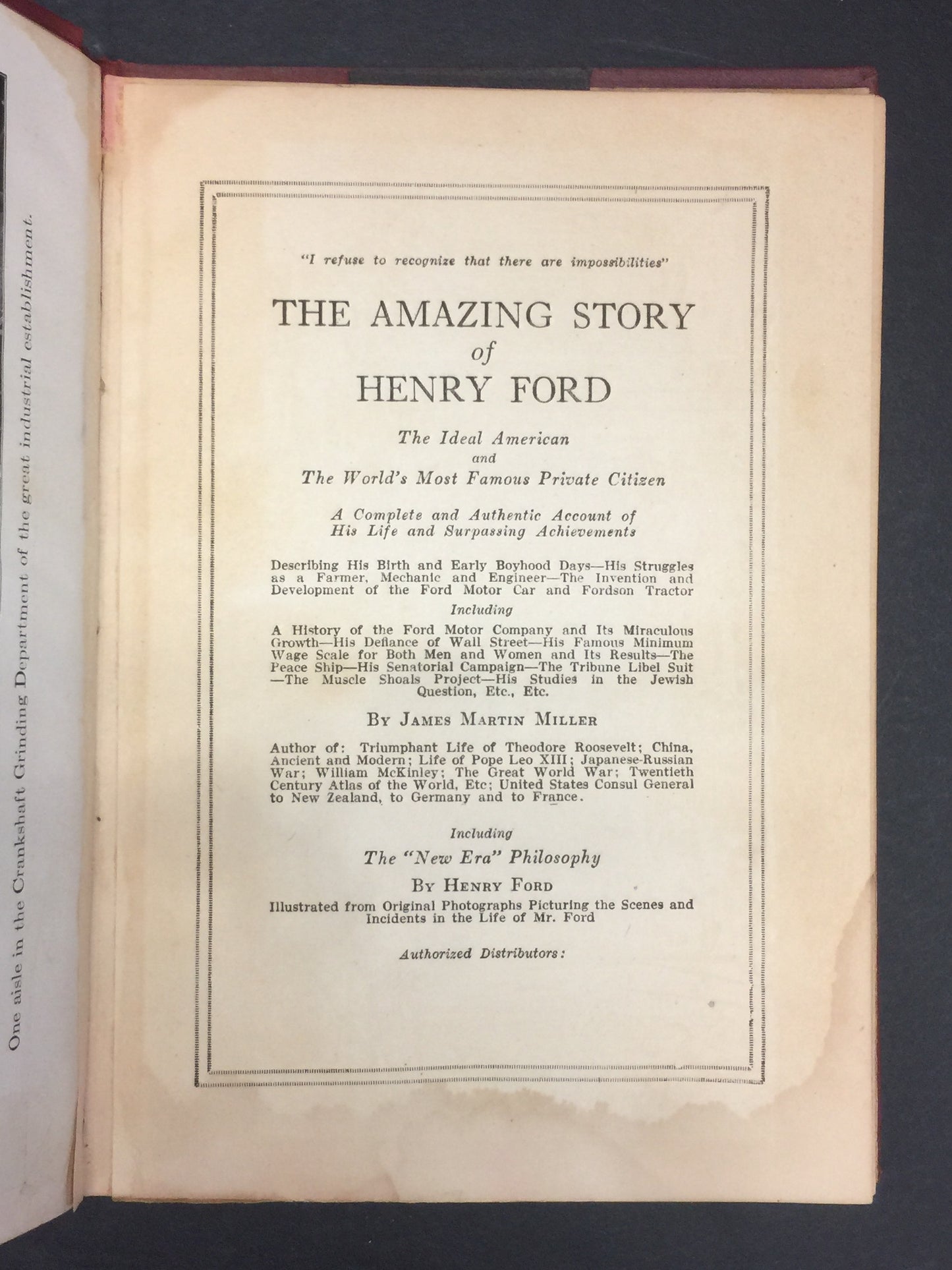 The Amazing Story of Henry Ford - James Martin Miller - Salesman Dummy - 1922