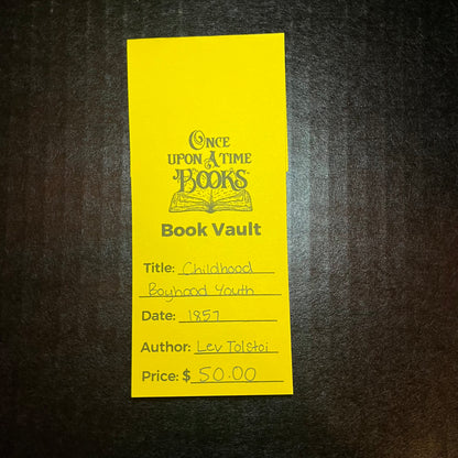 Childhood Boyhood Youth - Leo Tolstoi - 1857