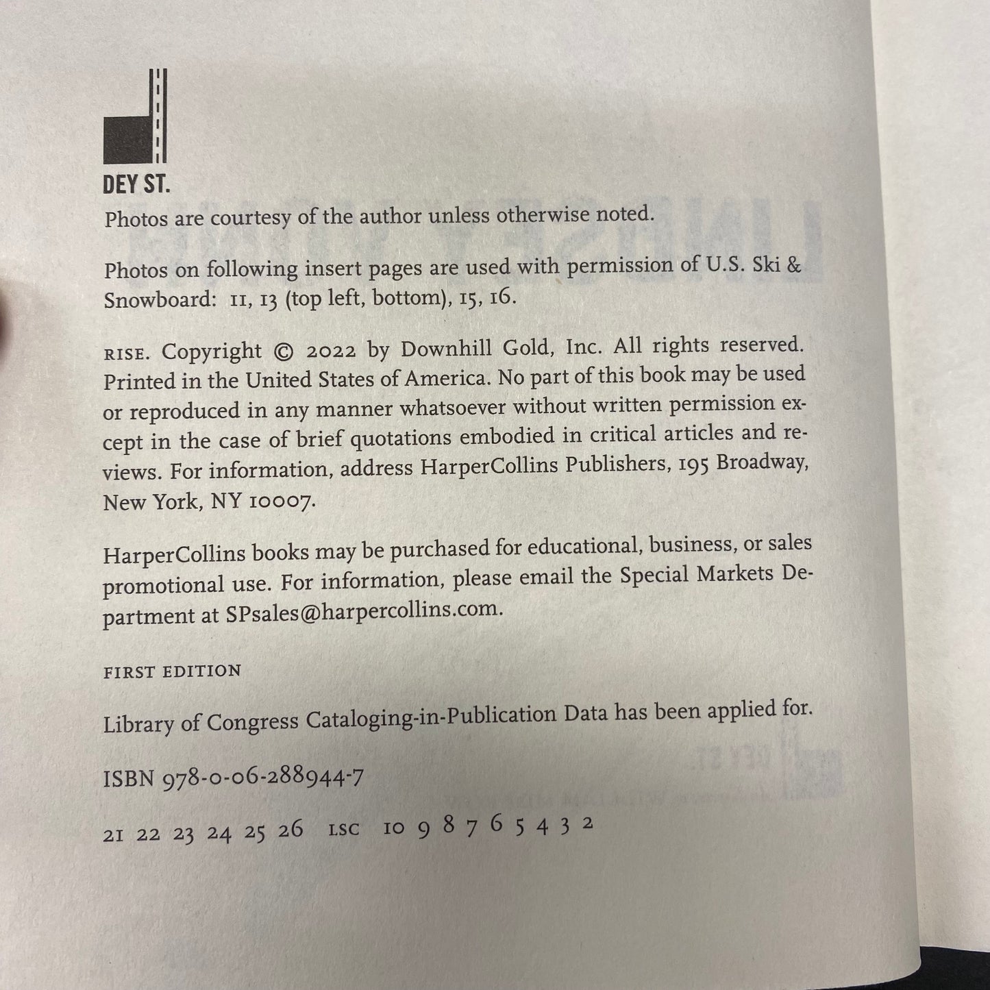 Rise - Lindsey Vonn - Signed - 1st Edition - 2022