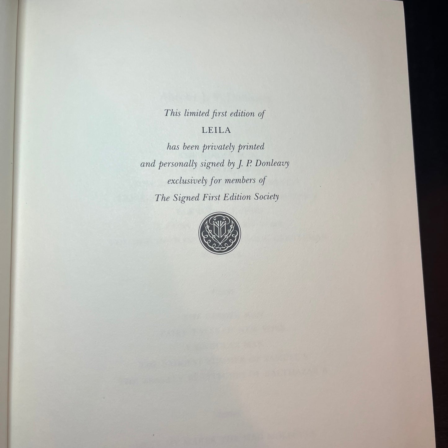 Leila - J.P. Donleavy - Signed Copy Easton Press - 1983