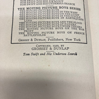 Tom Swift and His Undersea Search - Victor Appleton - 1st Edition - 1920