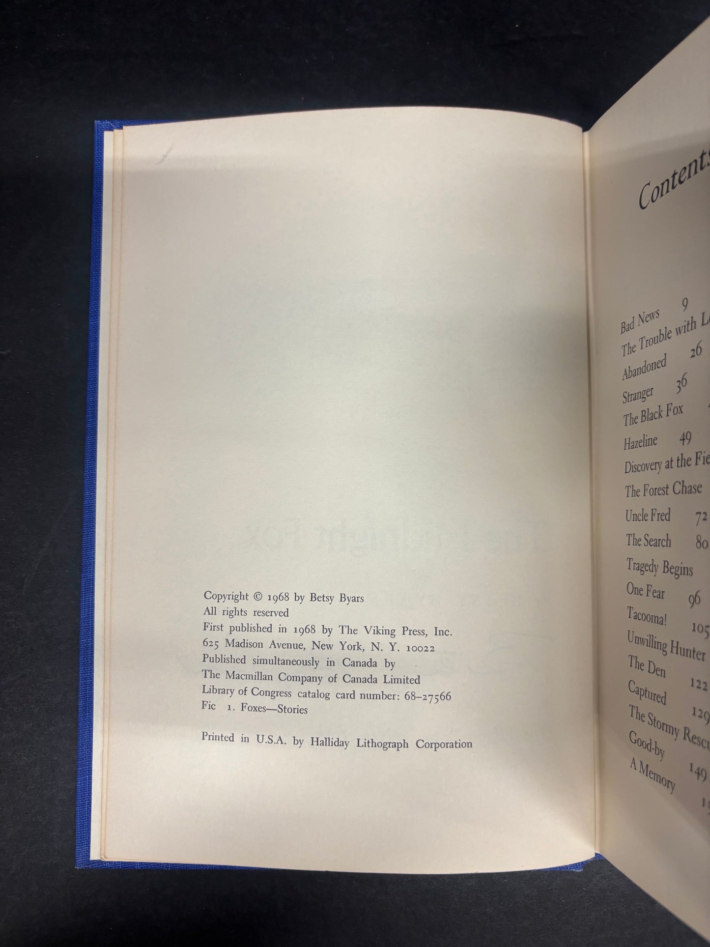 The Midnight Fox - Betsy Byars - Signed - 1968