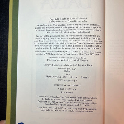 Dalva - Jim Harrison - Signed Copy - 1st Edition - 1998