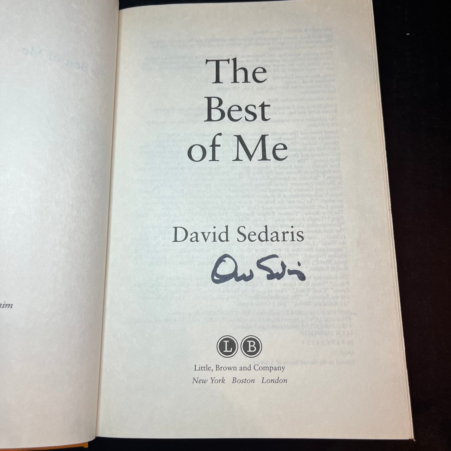 The Best of Me - David Sedaris - Signed Copy - 1st Edition - 2020