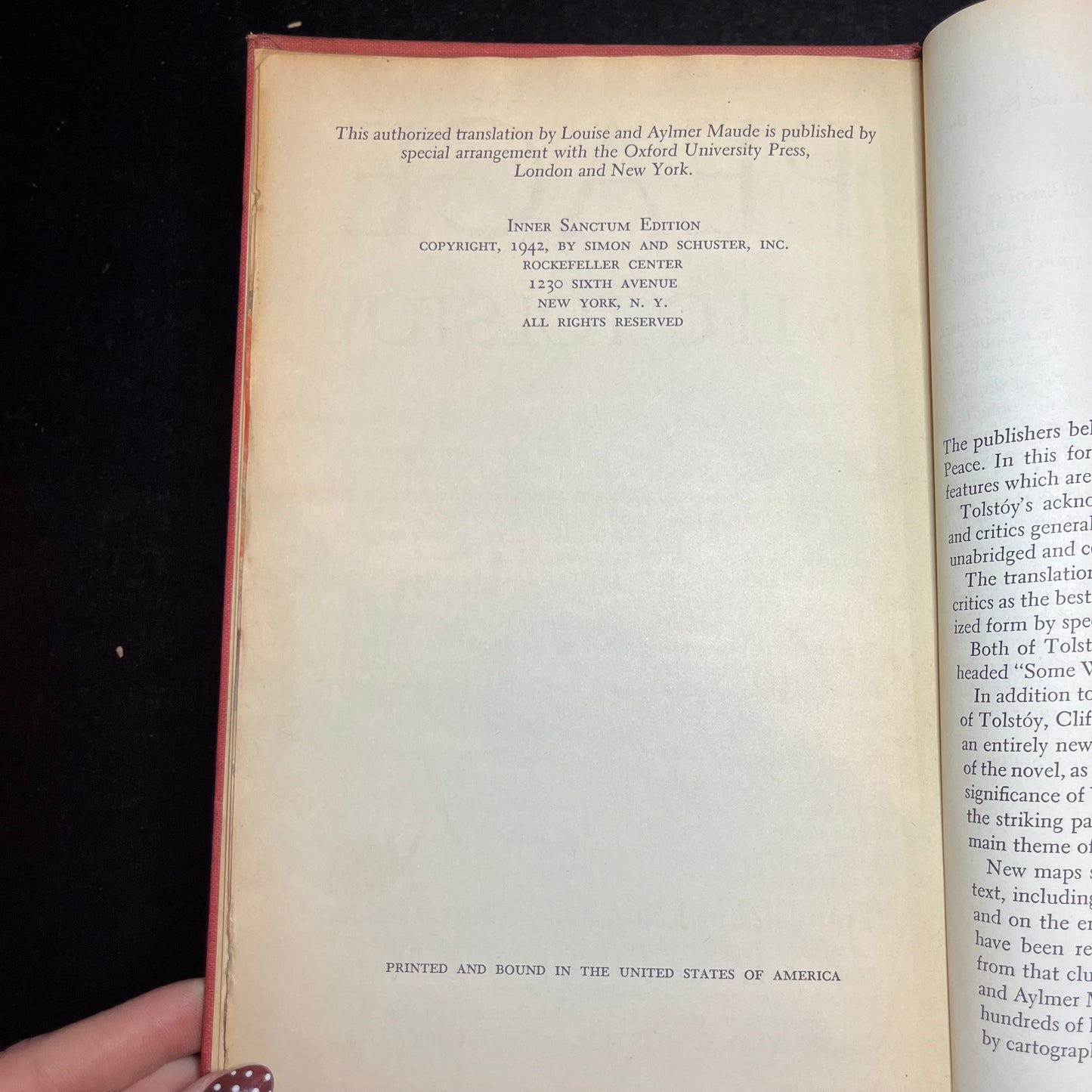 War and Peace - Leo Tolstoy - Inner Sanctum Edition - 1942