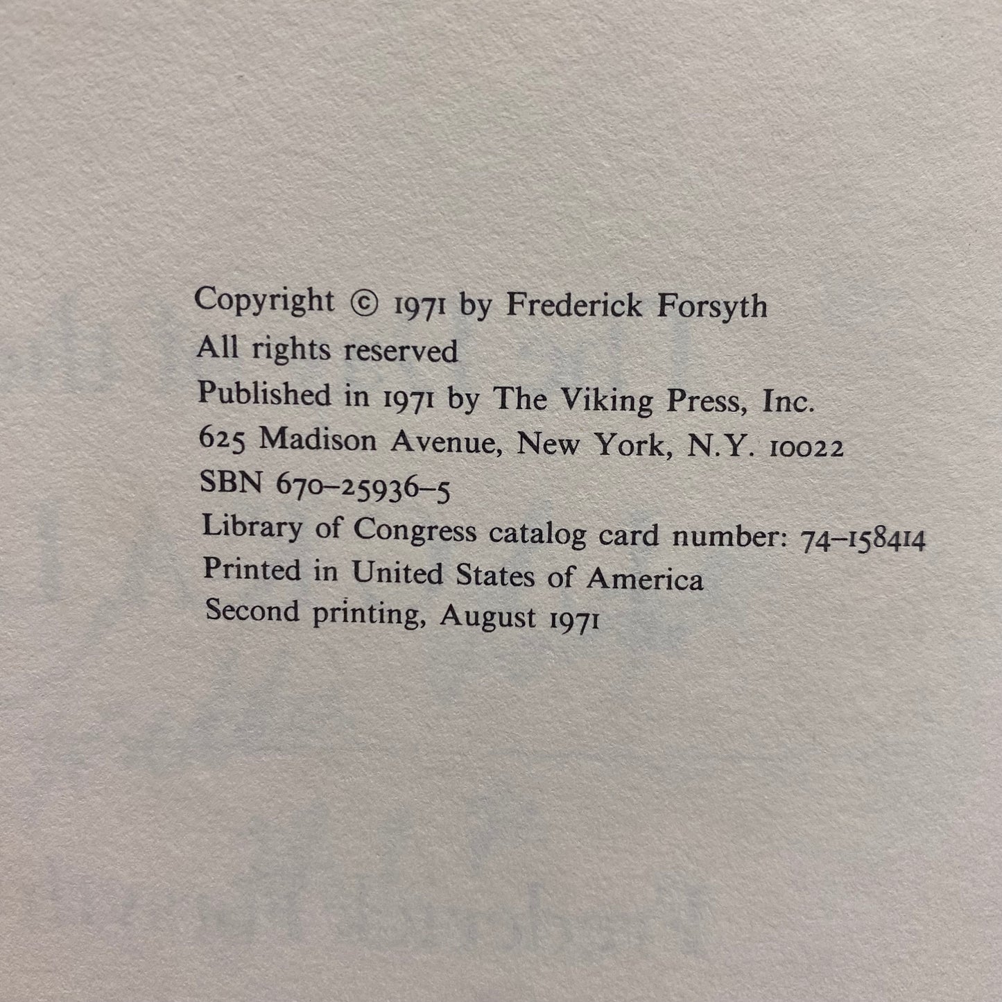 The Day of the Jackal - Frederick Forsyth - Signed - 1971