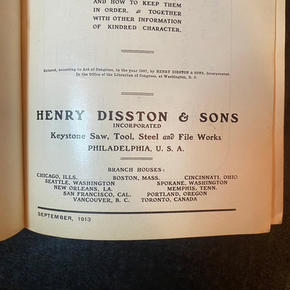 Disston Handbook on Saws - Henry Disston & Sons - 1913