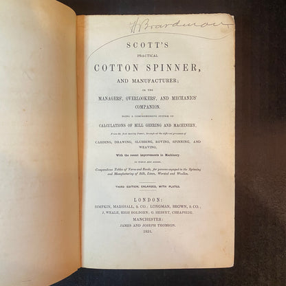 Scott's Cotton Spinner and Manufacturer - Robert Scott - 1851