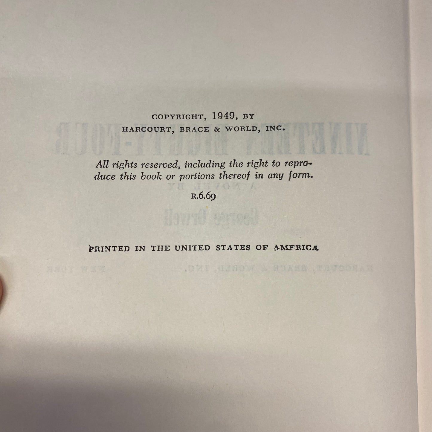 Nineteen Eighty-Four - George Orwell - Early Print - 1949