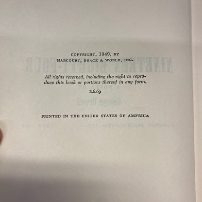 Nineteen Eighty-Four - George Orwell - Early Print - 1949