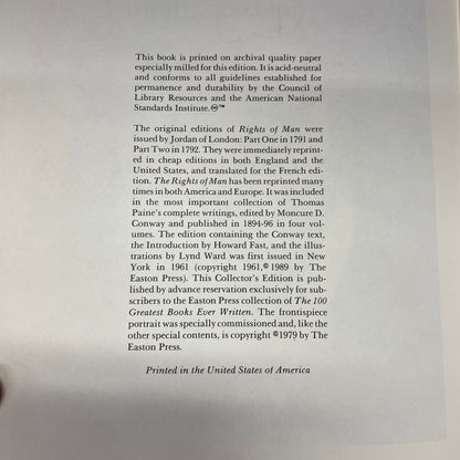 Rights of Man - Thomas Paine - Easton Press - 1979