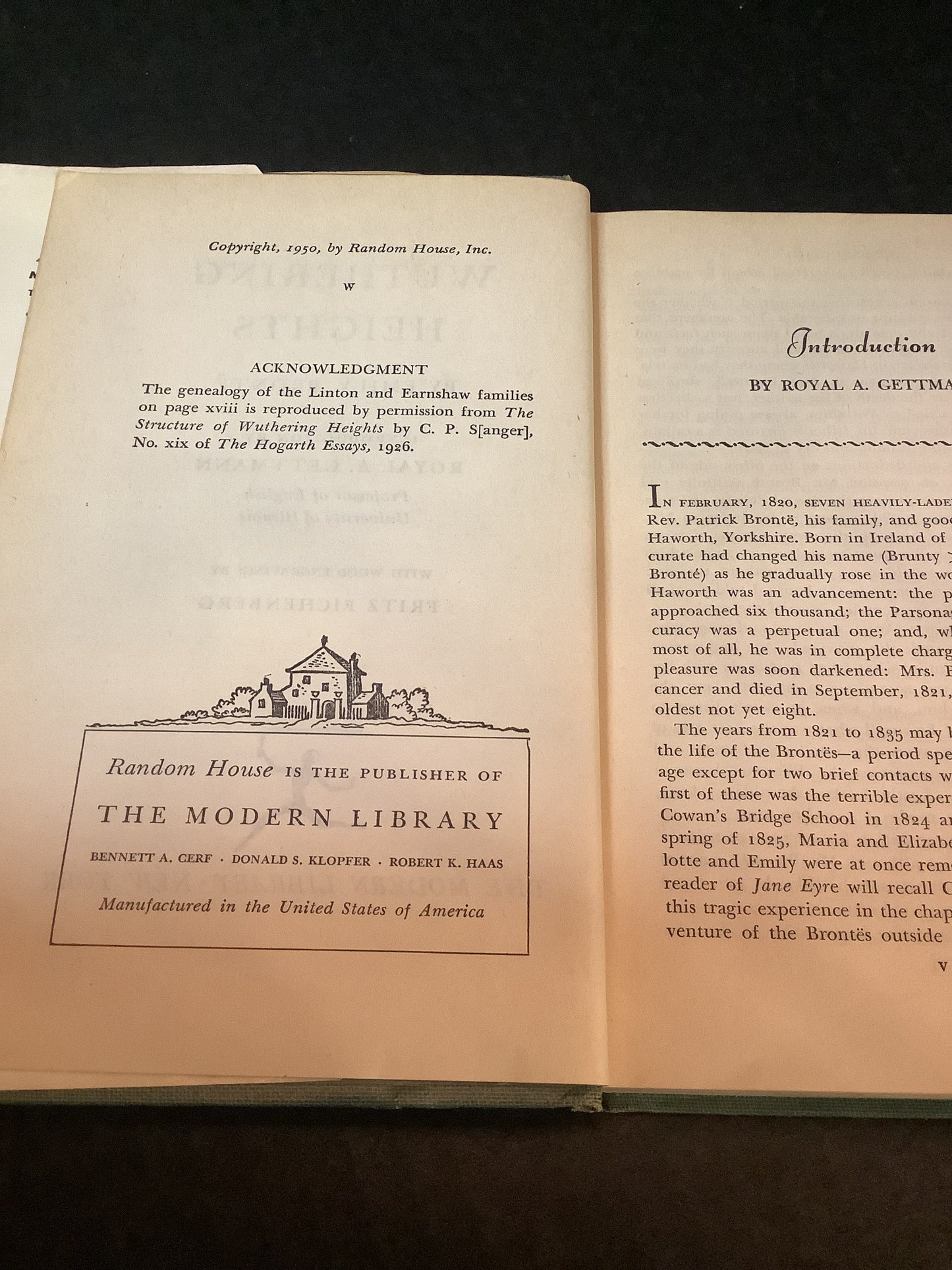 Wuthering Heights - Emily Bronte - Modern Library Edition - 1950