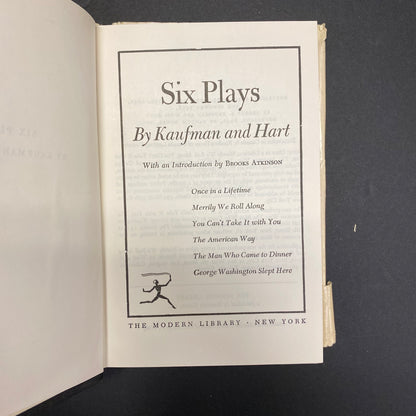 Six Plays by Kaufman and Hart - Moss Hart and George Kaufman - Modern Library - 1958