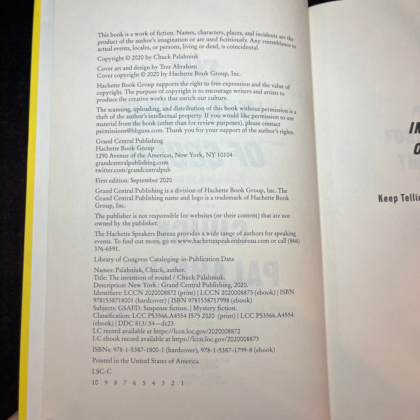 The Invention of Sound - Chuck Palahniuk - Signed - 2020