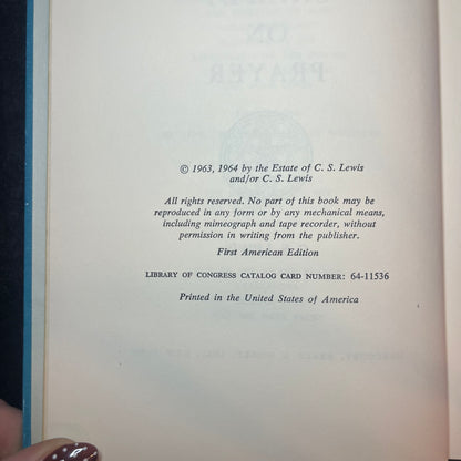 Letters to Malcom: Chiefly on Prayer - C.S. Lewis - 1st American - 1964
