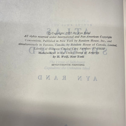 Atlas Shrugged - Ayn Rand - 17th Print - 1957