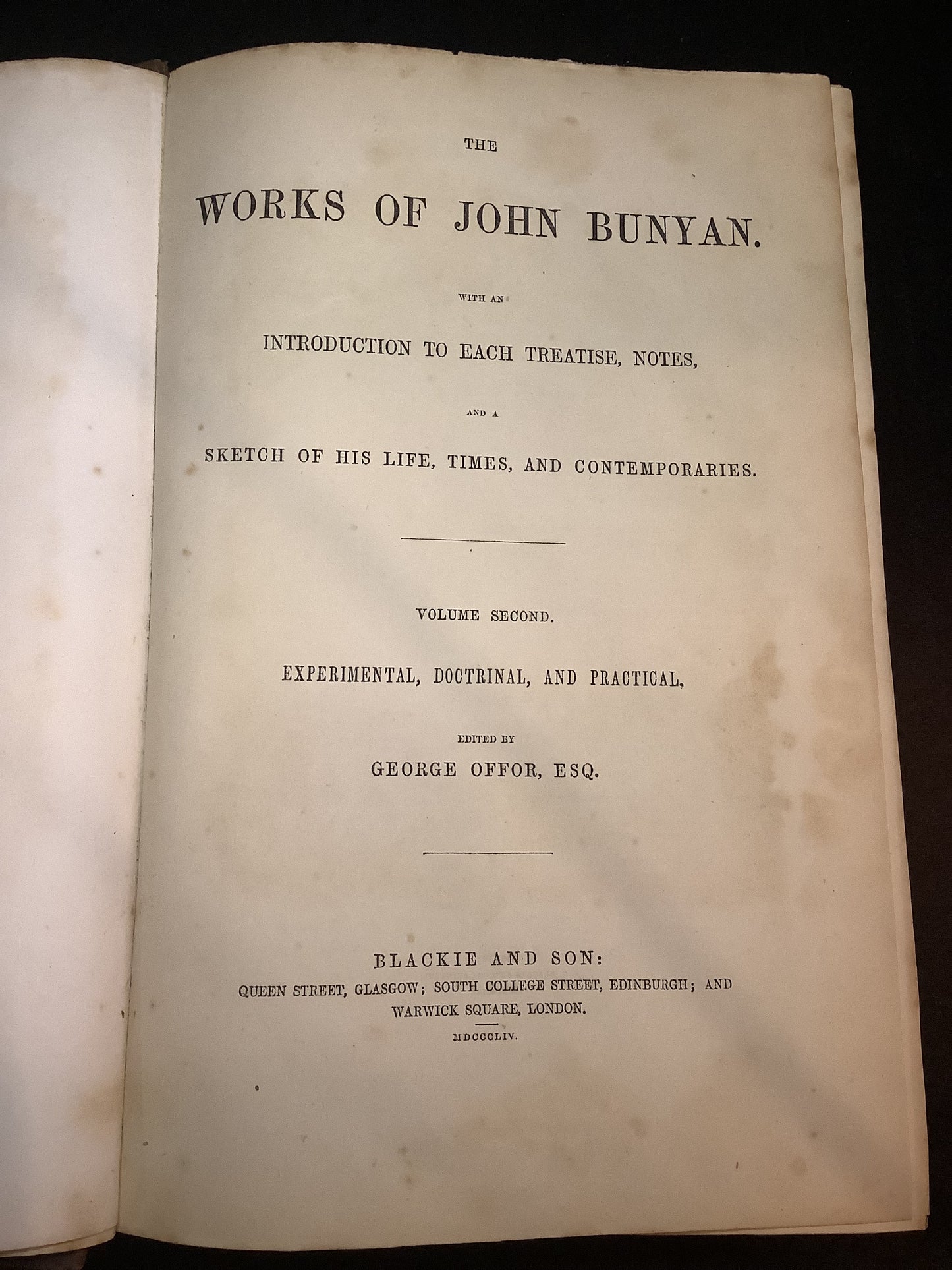 The Works of John Bunyen Volume 2 - John Bunyen - Volume 2 only - 1854