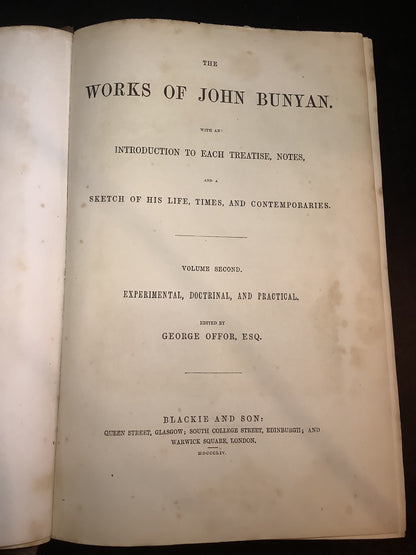 The Works of John Bunyen Volume 2 - John Bunyen - Volume 2 only - 1854