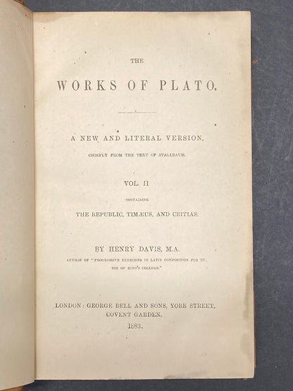 The Works of Plato - Henry Davis - Volume Two - 1883