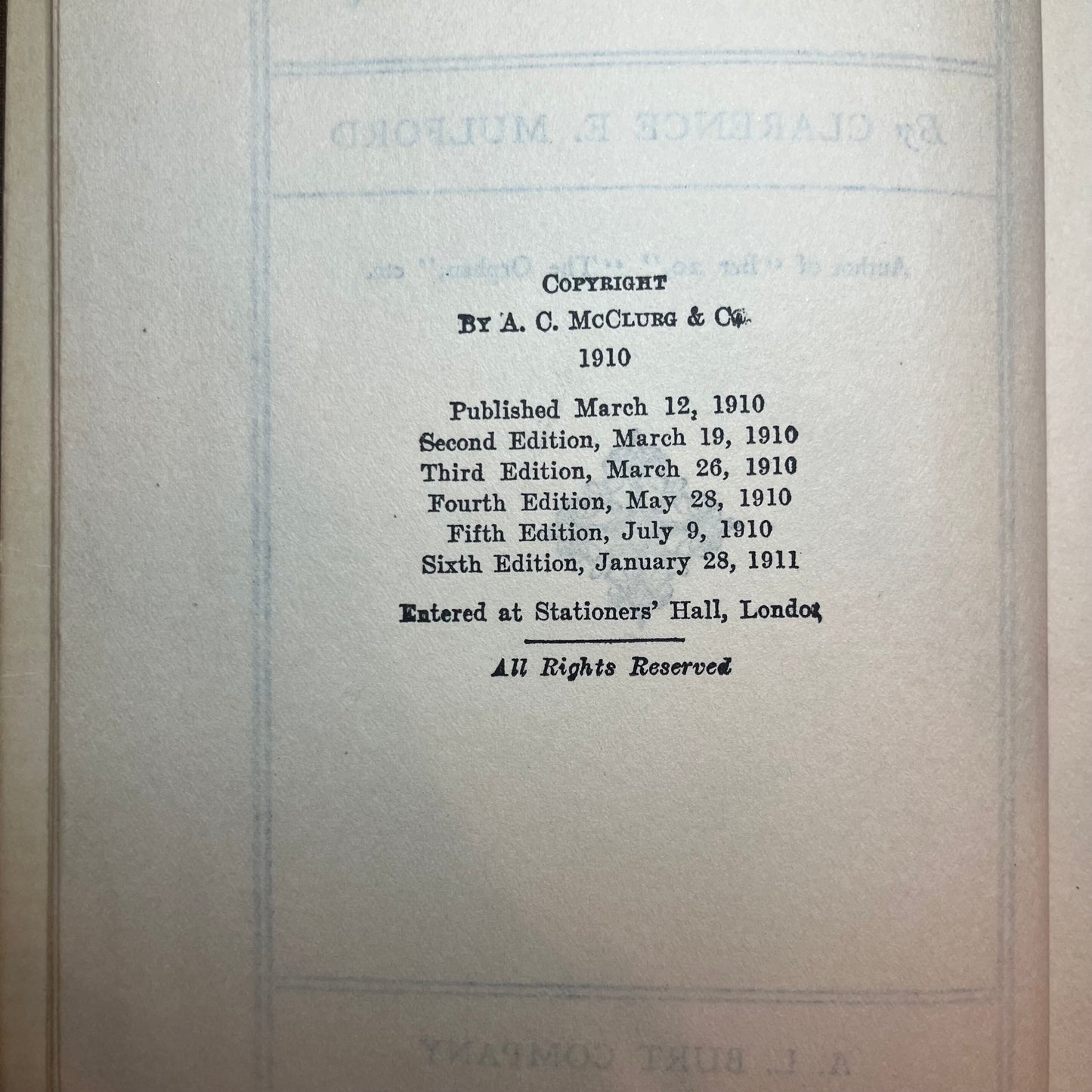 Hopalong Cassidy - Clarence E. Mulford - 6th Edition - 1911