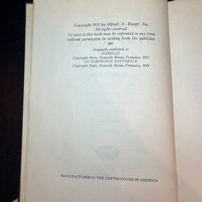 Two Symphonies - André Gide translated by Dorthy Bussy - 1st American Edition