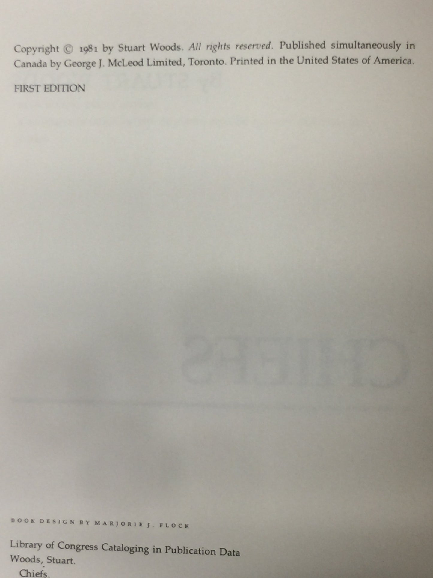 Chiefs - Stuart Woods - 1st Edition - 1981