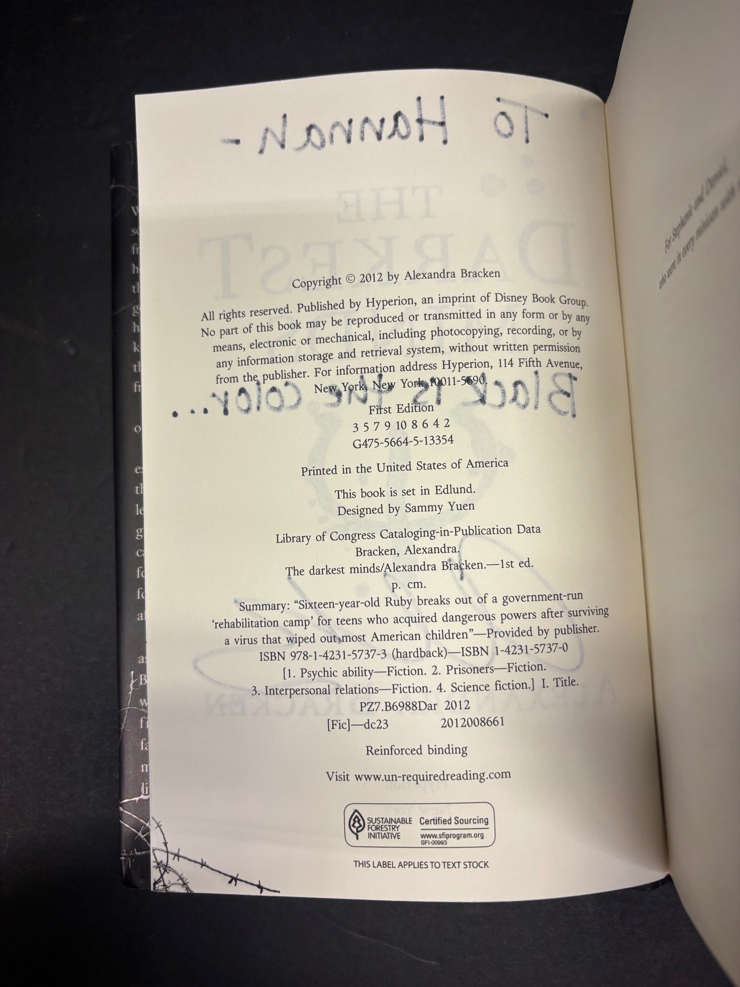 The Darkest Minds - Alexandra Bracken - 1st Edition - 2nd Print - Signed - 2012