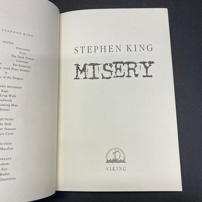 Misery - Stephen King - 1st Edition - 1987