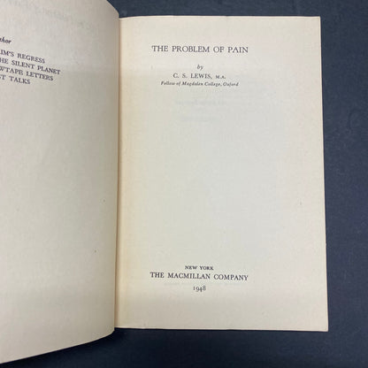 The Problem of Pain - C. S. Lewis - 1st American Edition - 1948