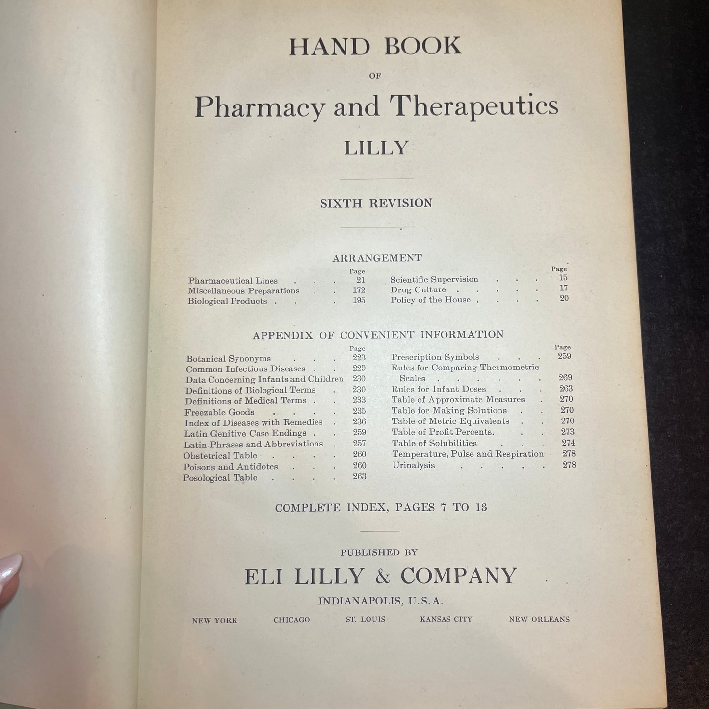 Hand Book of Pharmacy and Therapeutics - Lilly - 1919