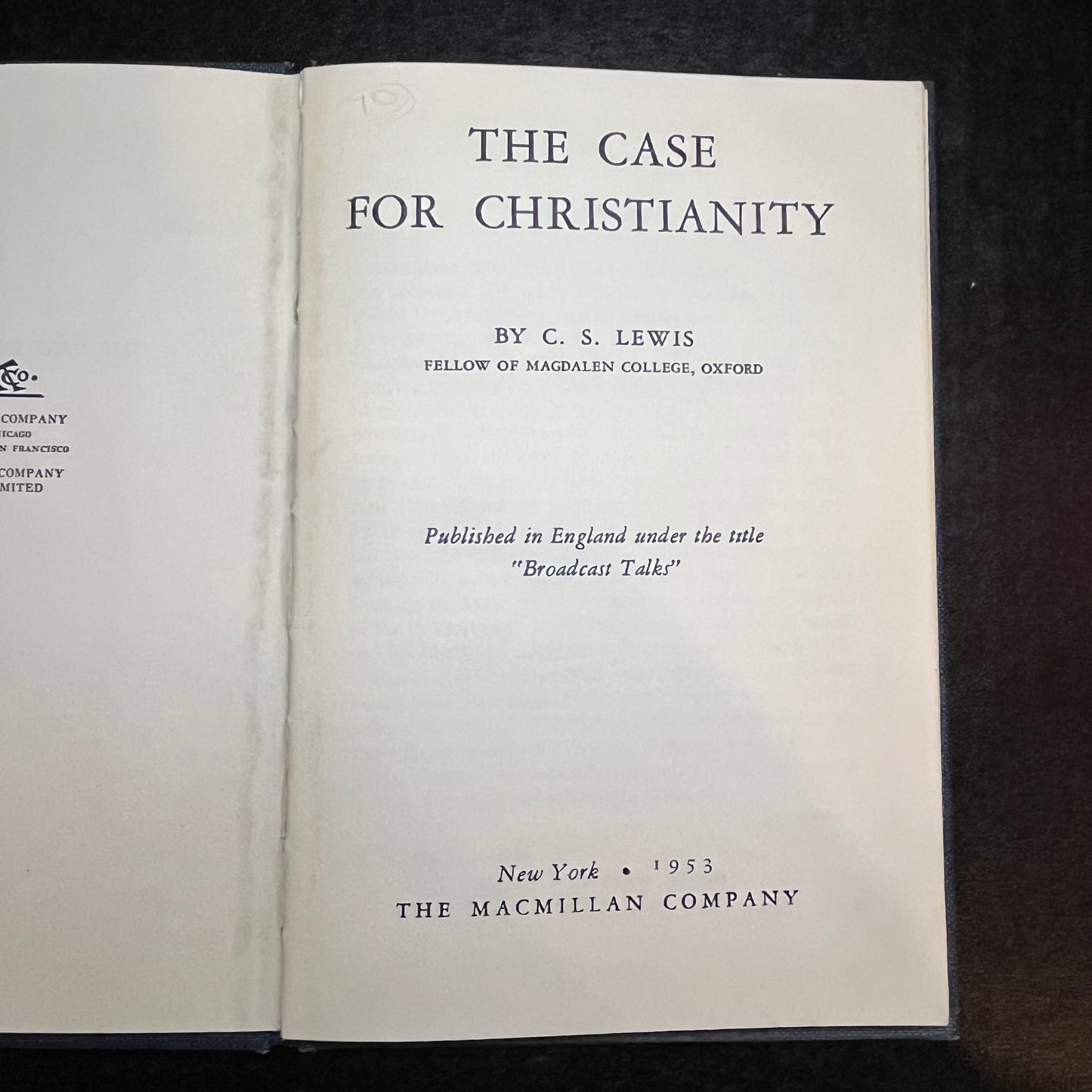 The Case for Christianity - C. S. Lewis - Reprint - 1953