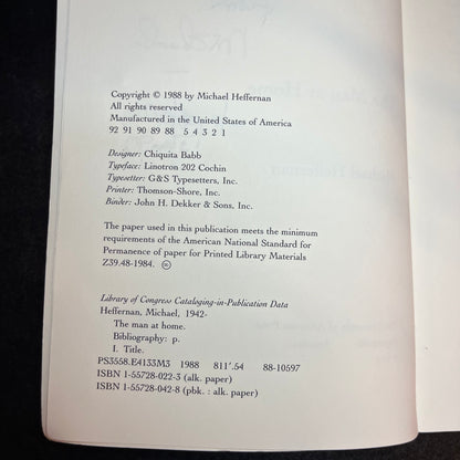 The Man at Home - Michael Heffernan - Signed Copy - 1988