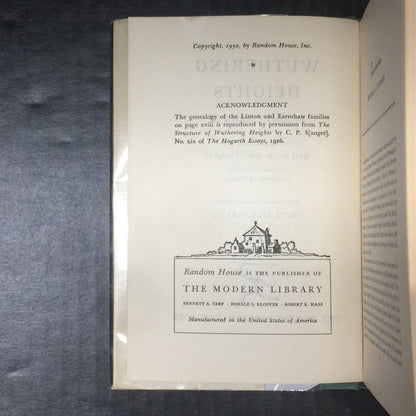 Wuthering Heights - Emily Bronte - Scarce with Dust Jacket - Modern Library Edition - 1950